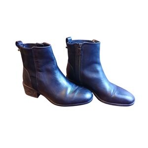 Kenneth Cole Reaction Salt Stretch Bootie Black Leather Ankle Boots Womens 7.5